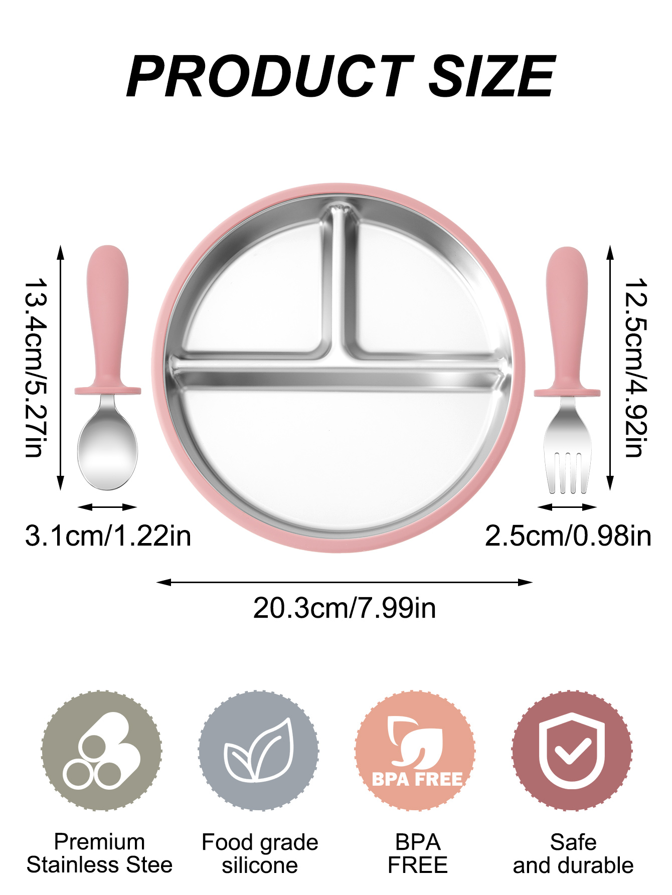 3PCS Piatti In Acciaio Inox Pi - Baby Food Menu recensione e prezzo